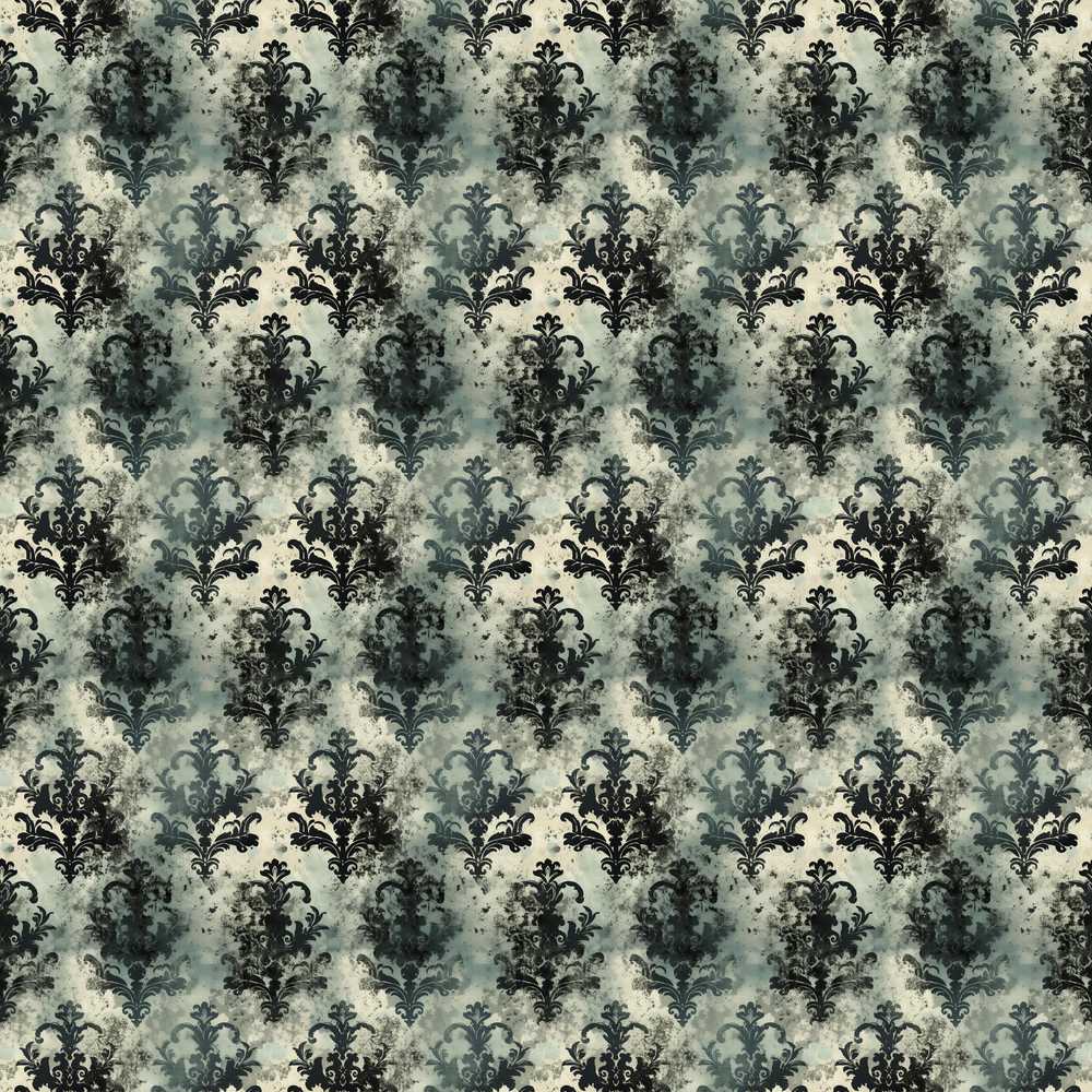 Vintage Grunge Grey Black Ornate Damask Decorative Repeat