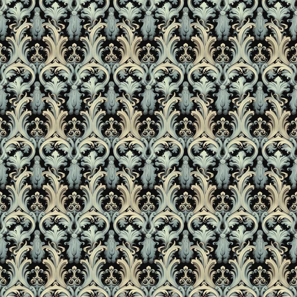 Elegant Soft Grey Blue Ornate Baroque Decorative Repeat