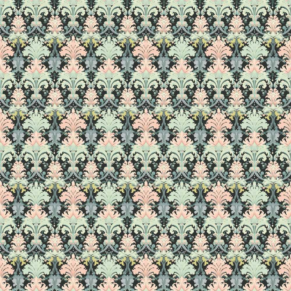 Pastel Mint Pink Vintage Damask Floral Wildflower Pattern Botanical