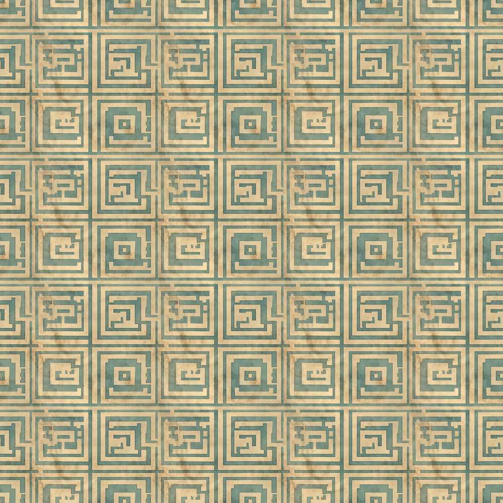 Soft Beige Teal Minimal Square Geometric Repeat Pattern