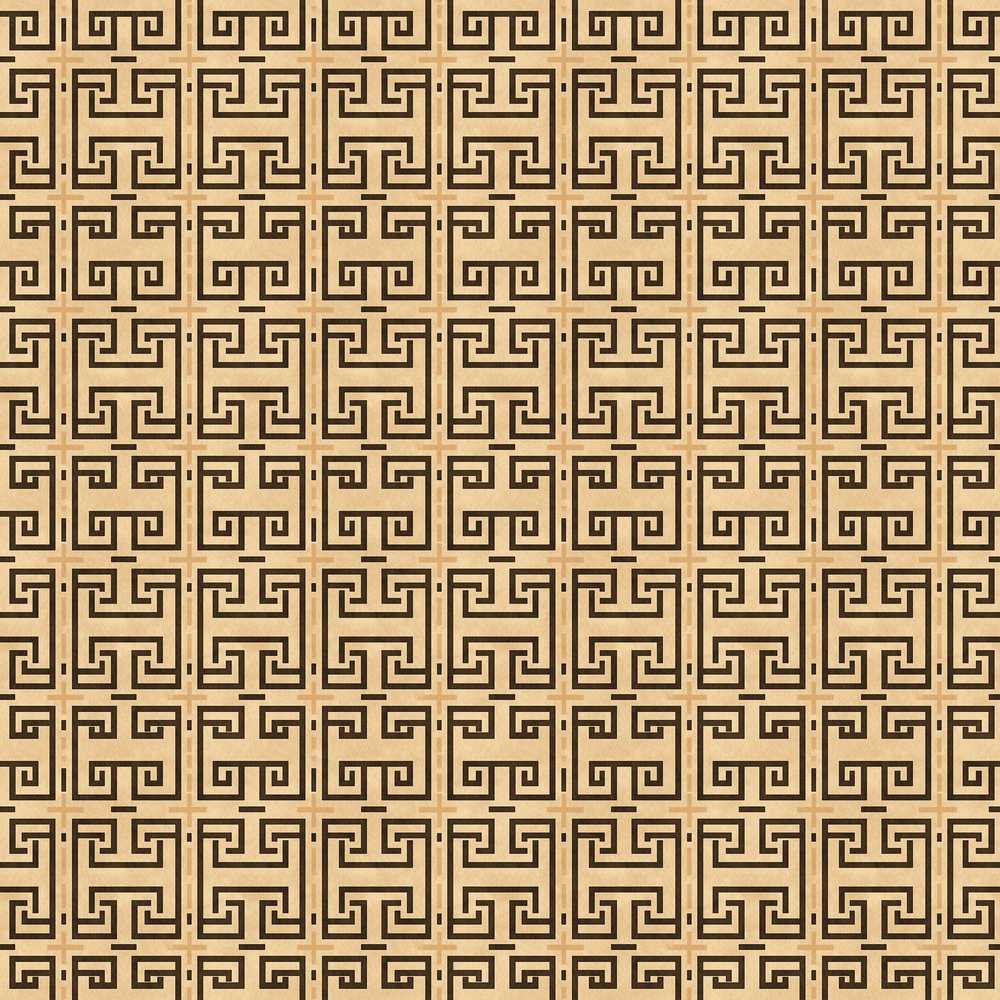 Beige Brown Classic Greek Key Geometric Repeat Pattern