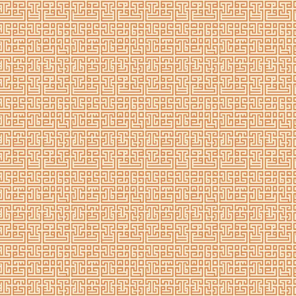 Warm Orange Beige Fine Line Geometric Maze Repeat