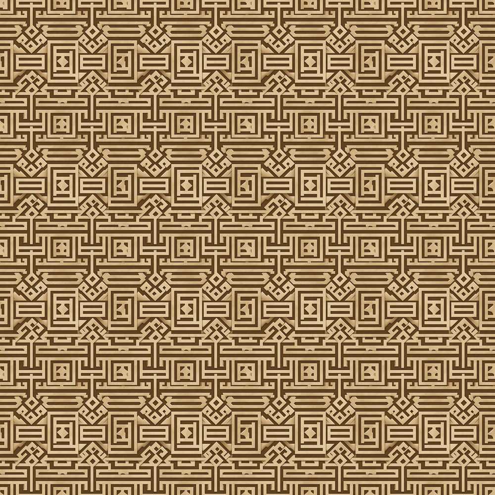 Brown Beige Layered Geometric Square Repeat Pattern Decorative