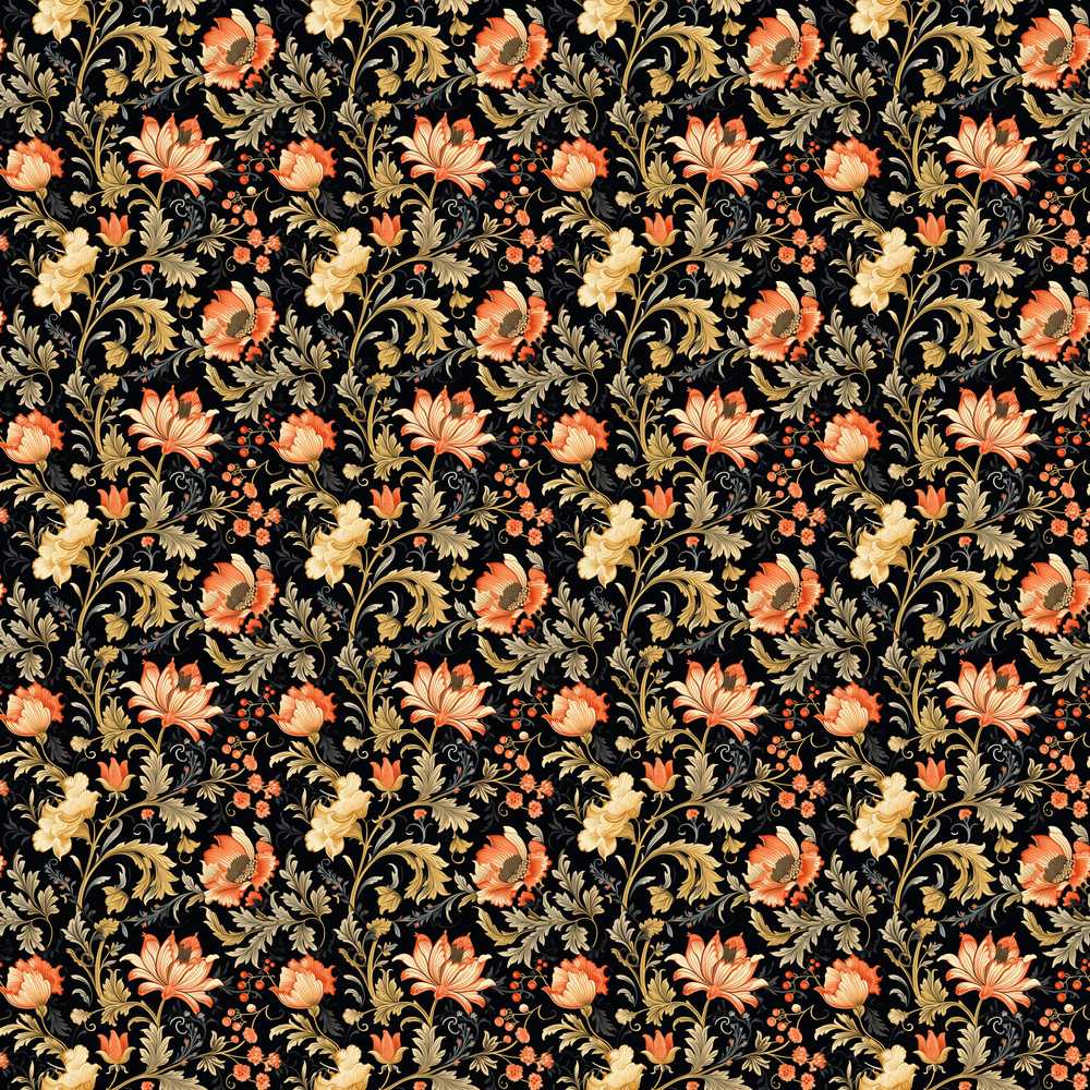 Elegant Black Floral Vintage Botanical Wildflower Pattern