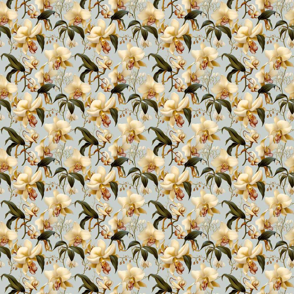 Cream Orchid Botanical Elegant Wildflower Pattern Decorative