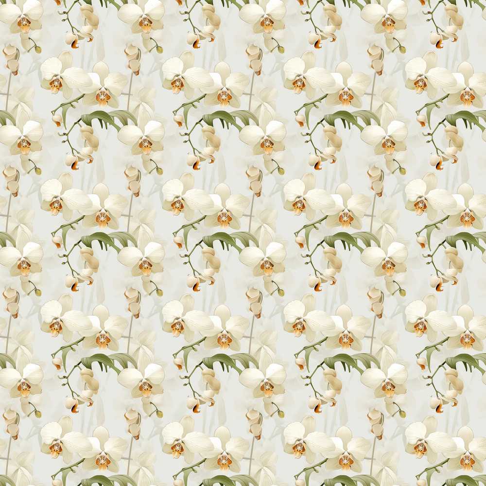 Soft Cream Orchid Floral Minimal Elegant Wildflower Pattern Botanical