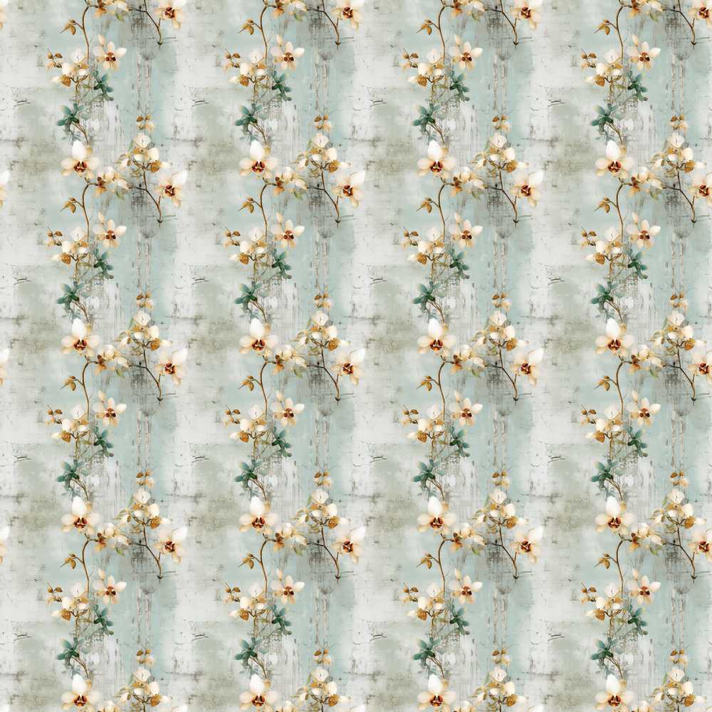 Muted Sage Orchid Floral Vintage Texture Wildflower Pattern Botanical