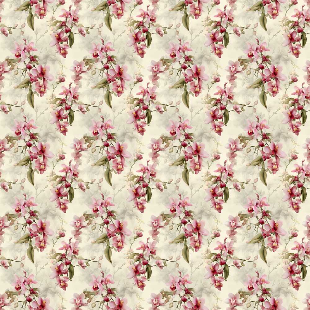 Soft Pink Orchid Floral Vintage Wildflower Pattern Botanical