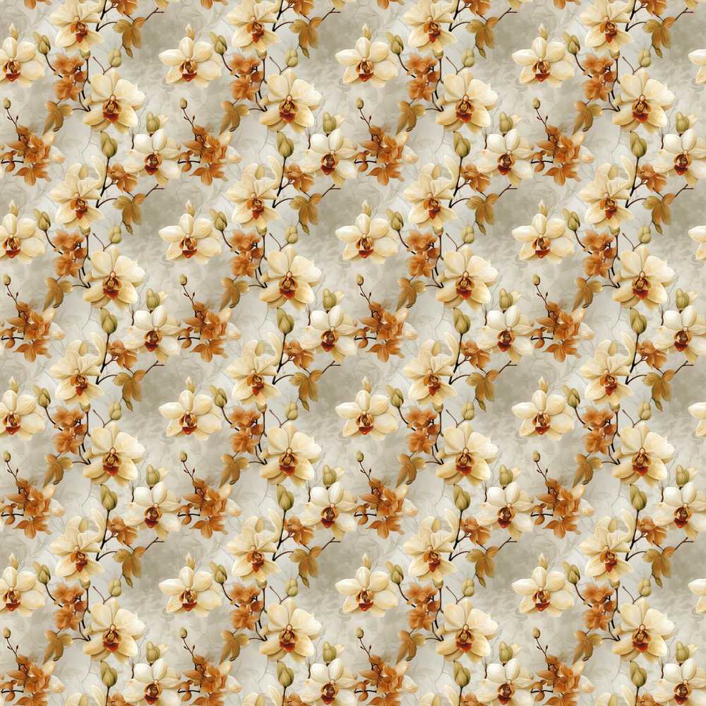 Warm Cream Orchid Floral Classic Botanical Wildflower Pattern