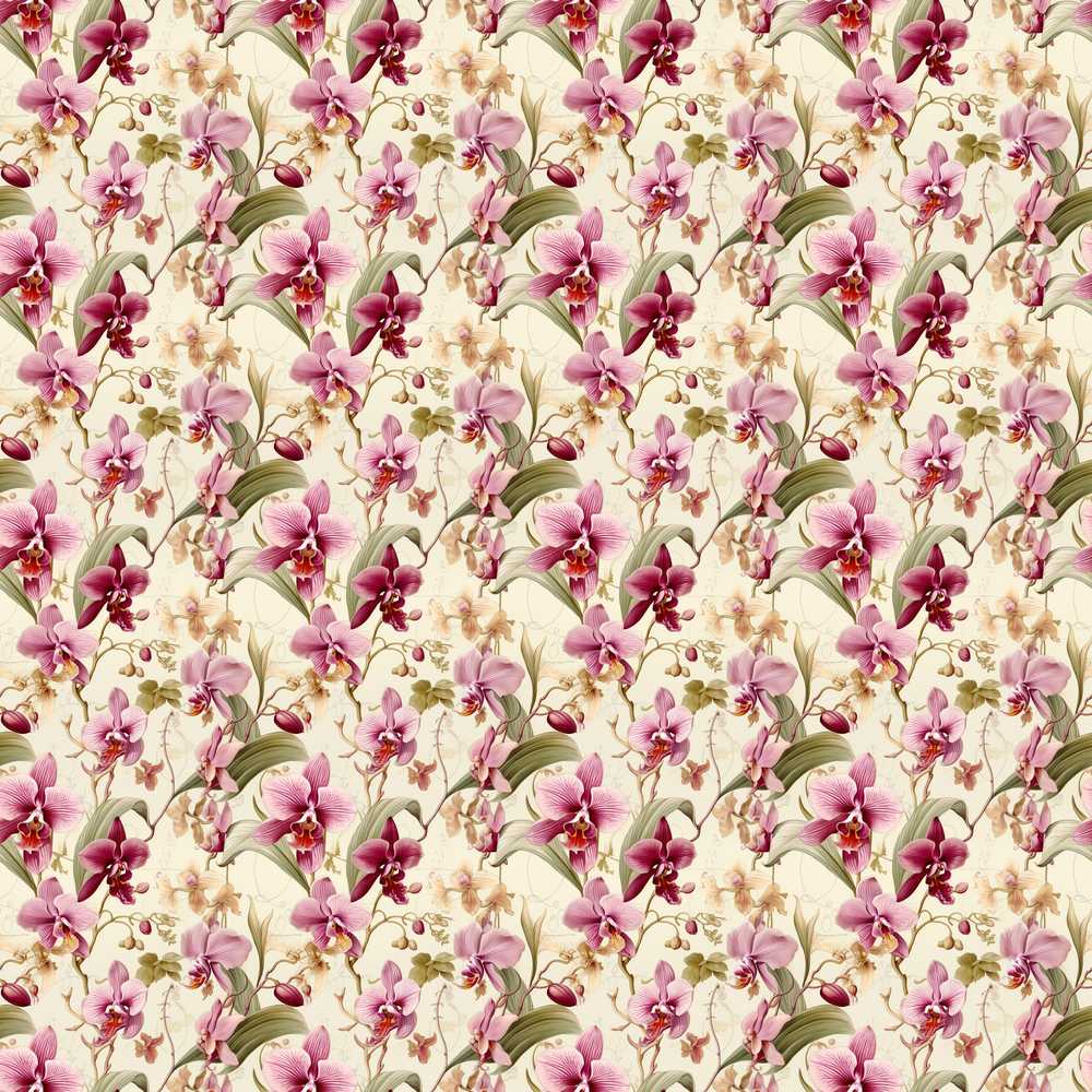 Blush Pink Orchid Floral Vintage Garden Wildflower Pattern Botanical