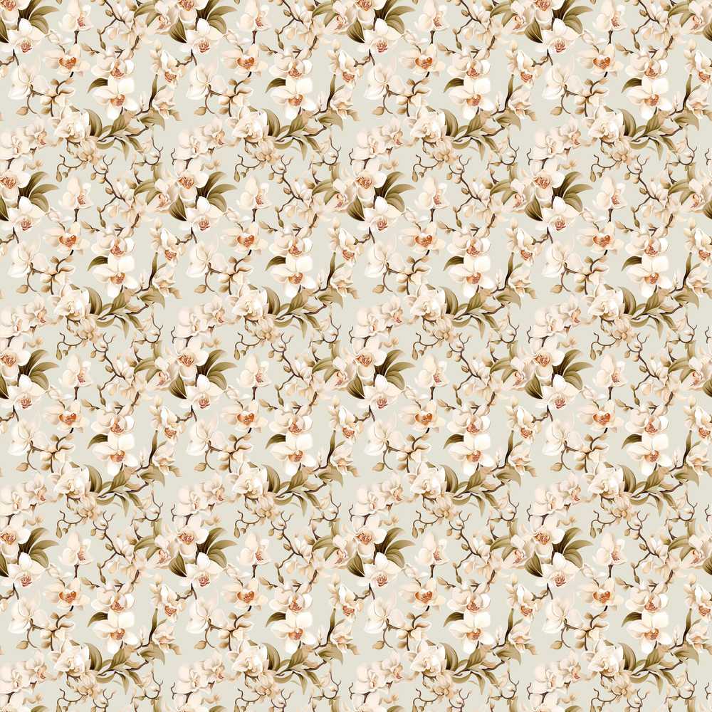 Elegant White Orchid Floral Vintage Wildflower Pattern Botanical