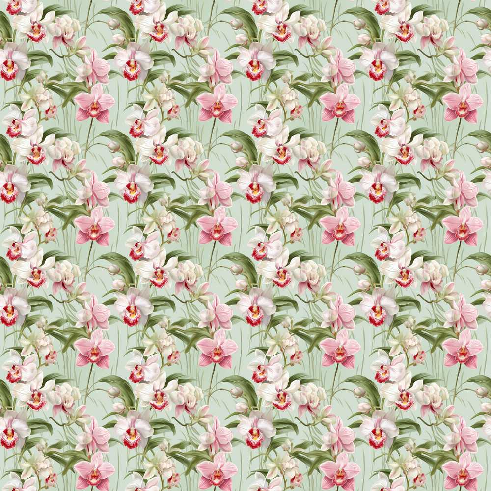Soft Pink Orchid Garden Botanical Wildflower Pattern