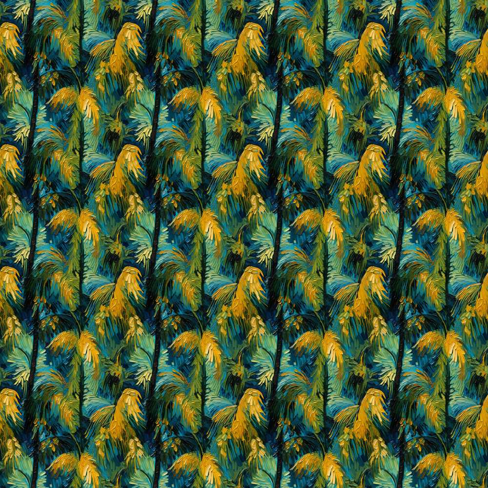 Textured Tropical Palm Leaves Artistic Wildflower Pattern Botanical