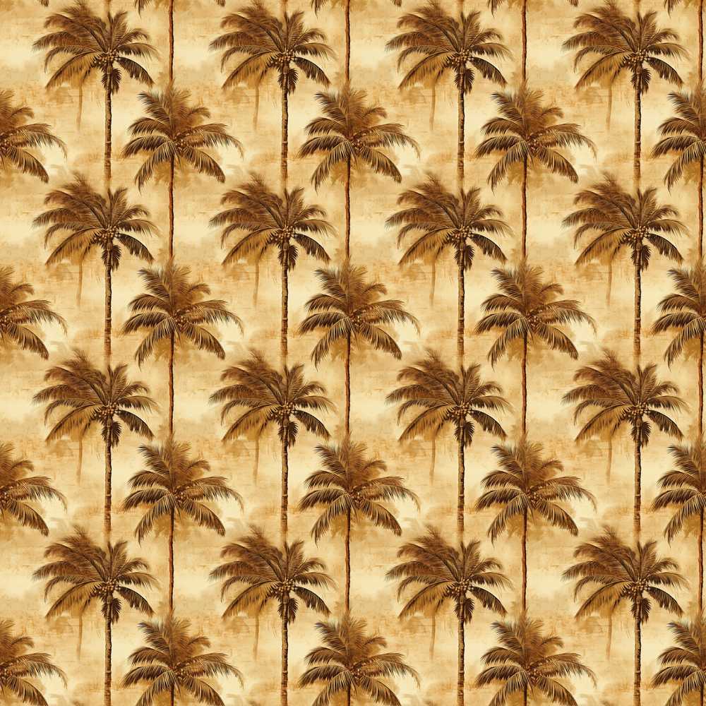 Classic Brown Palm Tree Vintage Coastal Illustration Pattern