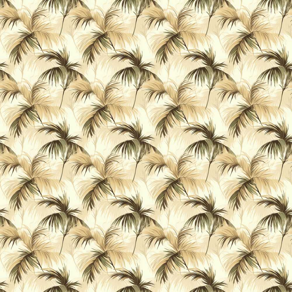 Vintage Beige Palm Leaves Tropical Wildflower Pattern Botanical