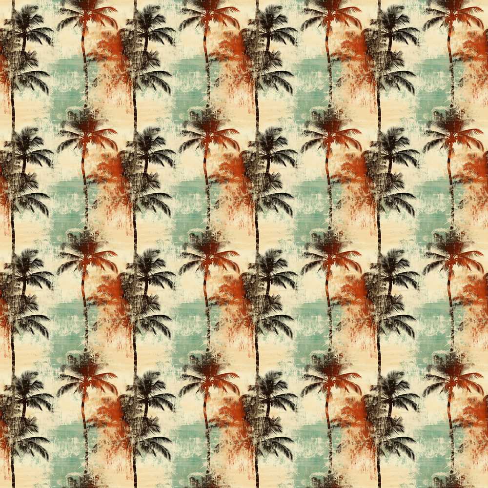 Artistic Palm Tree Coastal Paint Effect Illustration Pattern