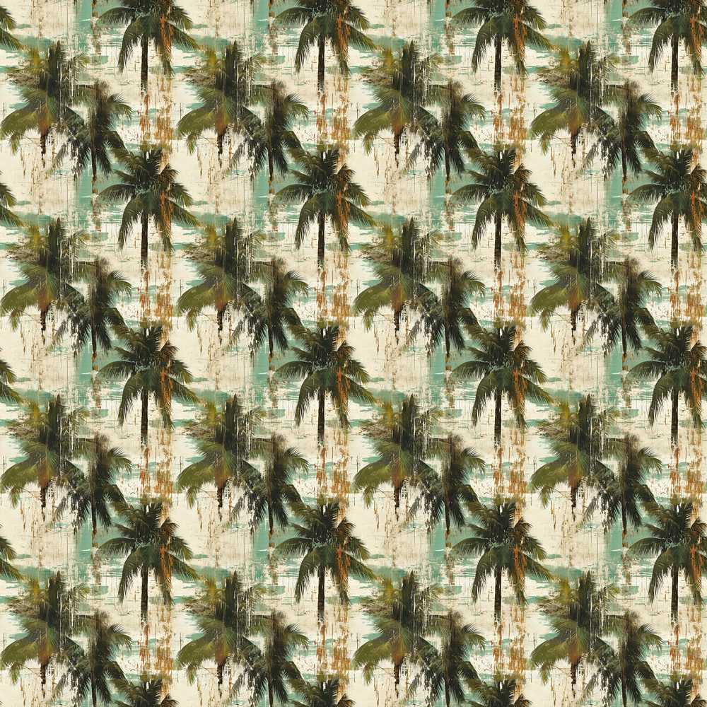 Grunge Coastal Palm Tree Artistic Illustration Pattern Design