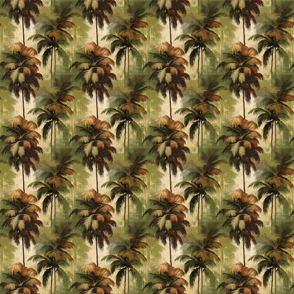 Vintage Warm Tone Palm Jungle Decorative Repeat Pattern