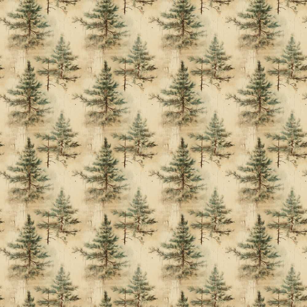 Vintage Pine Tree Forest Soft Beige Background Decorative