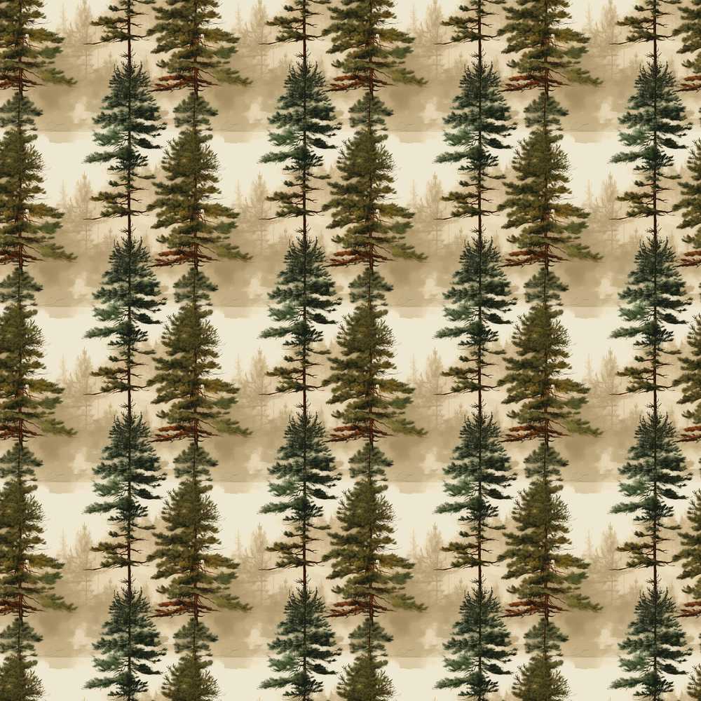 Tall Evergreen Pine Trees Woodland Scenic Decorative Repeat