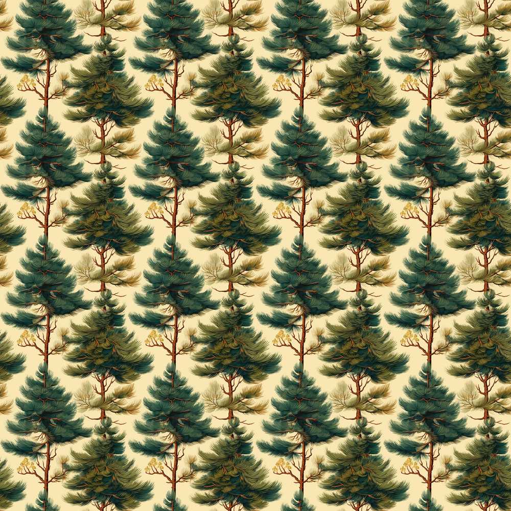 Detailed Evergreen Pine Tree Nature Decorative Repeat Pattern