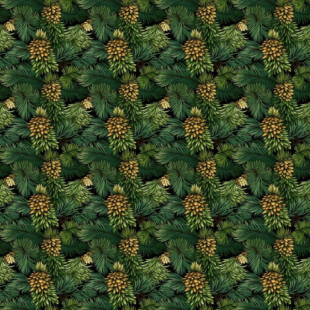 Lush Pine Cone Foliage Dense Forest Decorative Repeat