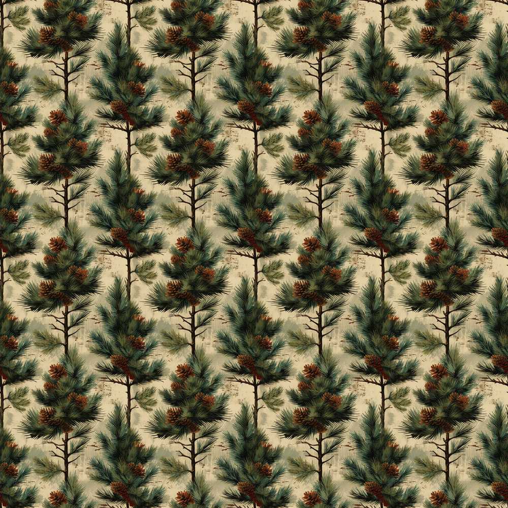 Watercolor Pine Woodland Nature Decorative Repeat Pattern Design