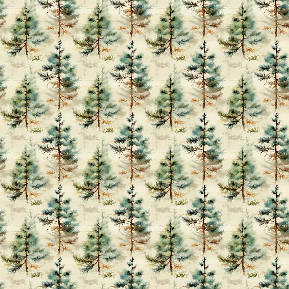 Soft Watercolor Pine Tree Nature Decorative Repeat Pattern