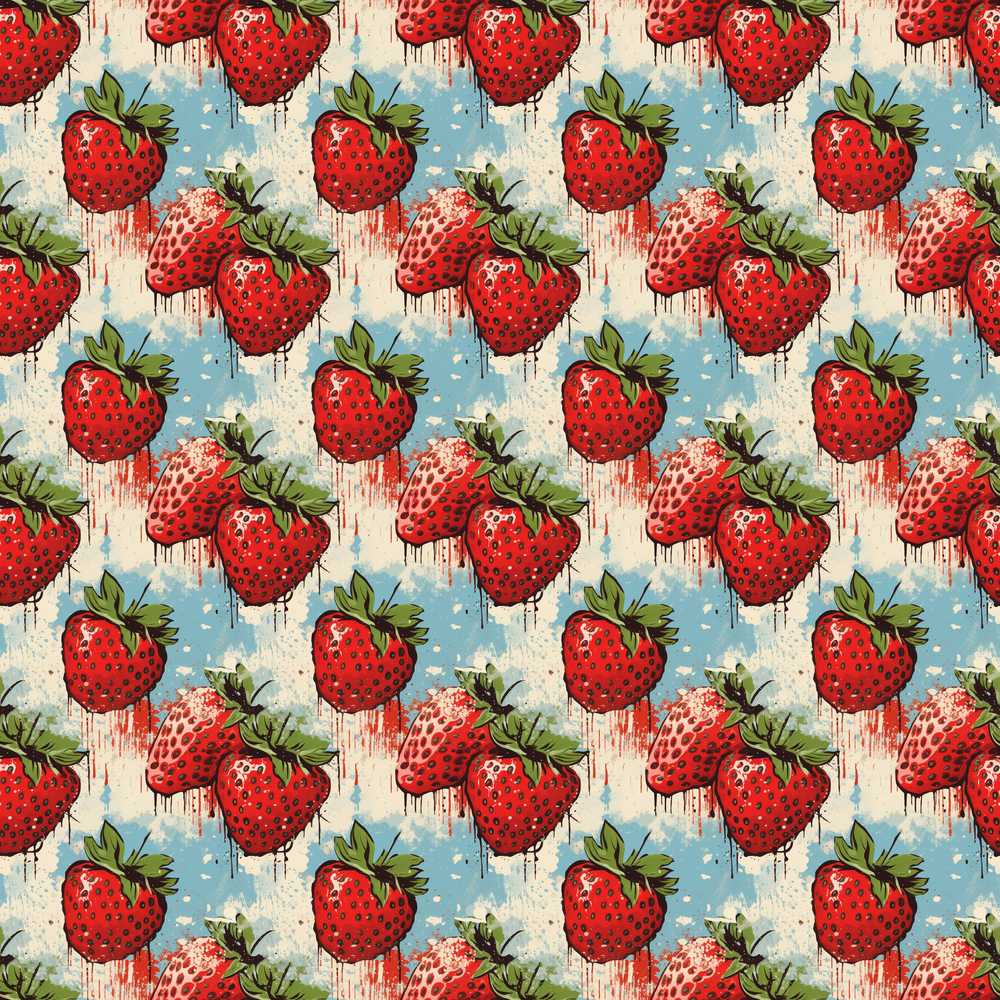 Grunge Strawberry Drip Urban Art Illustration Repeat Pattern