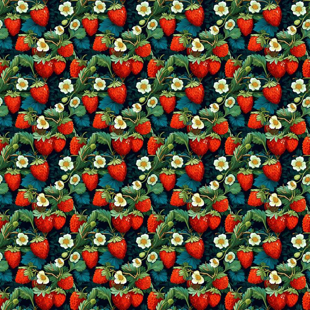 Dark Strawberry Botanical Rich Floral Wildflower Pattern