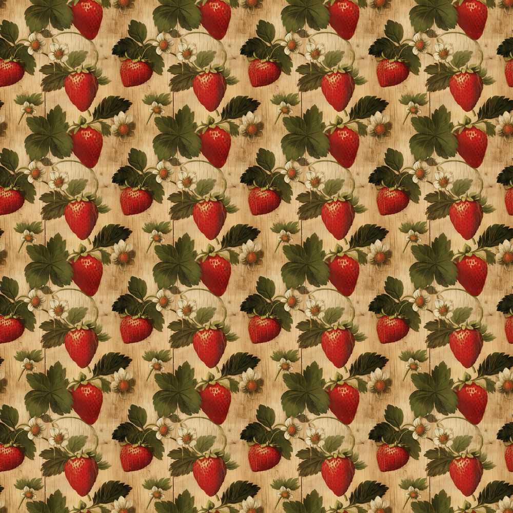 Rustic Strawberry Vine Wood Texture Art Pattern Design