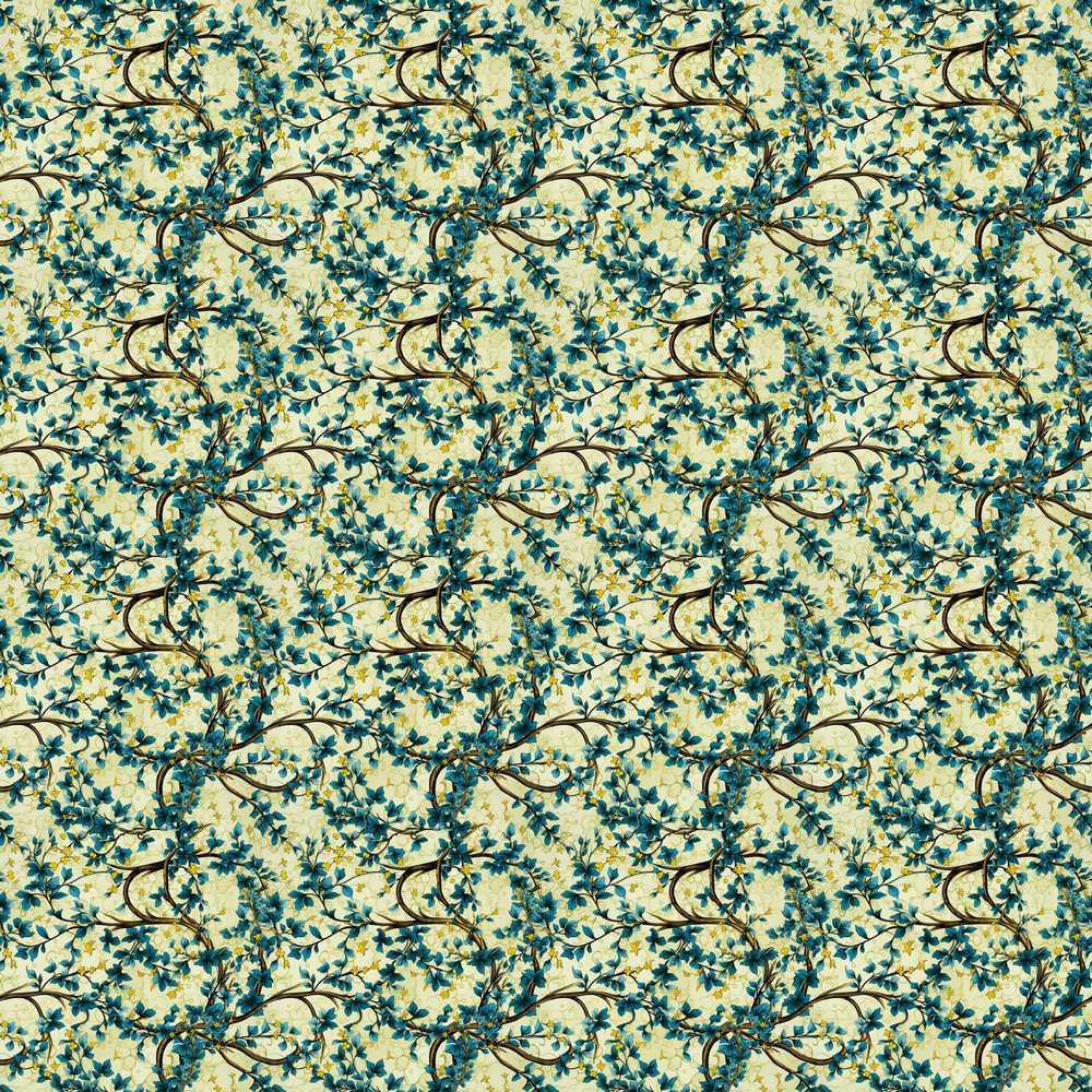 Blue Floral Branch Vintage Blossom Wildflower Pattern Botanical