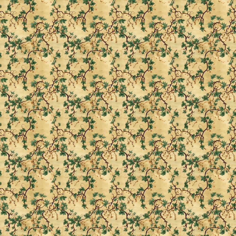 Elegant Grape Vine Branch Beige Background Decorative Repeat