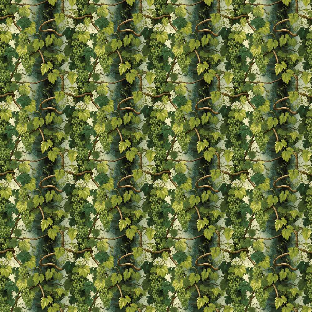 Lush Green Grape Cluster Vineyard Decorative Repeat Pattern