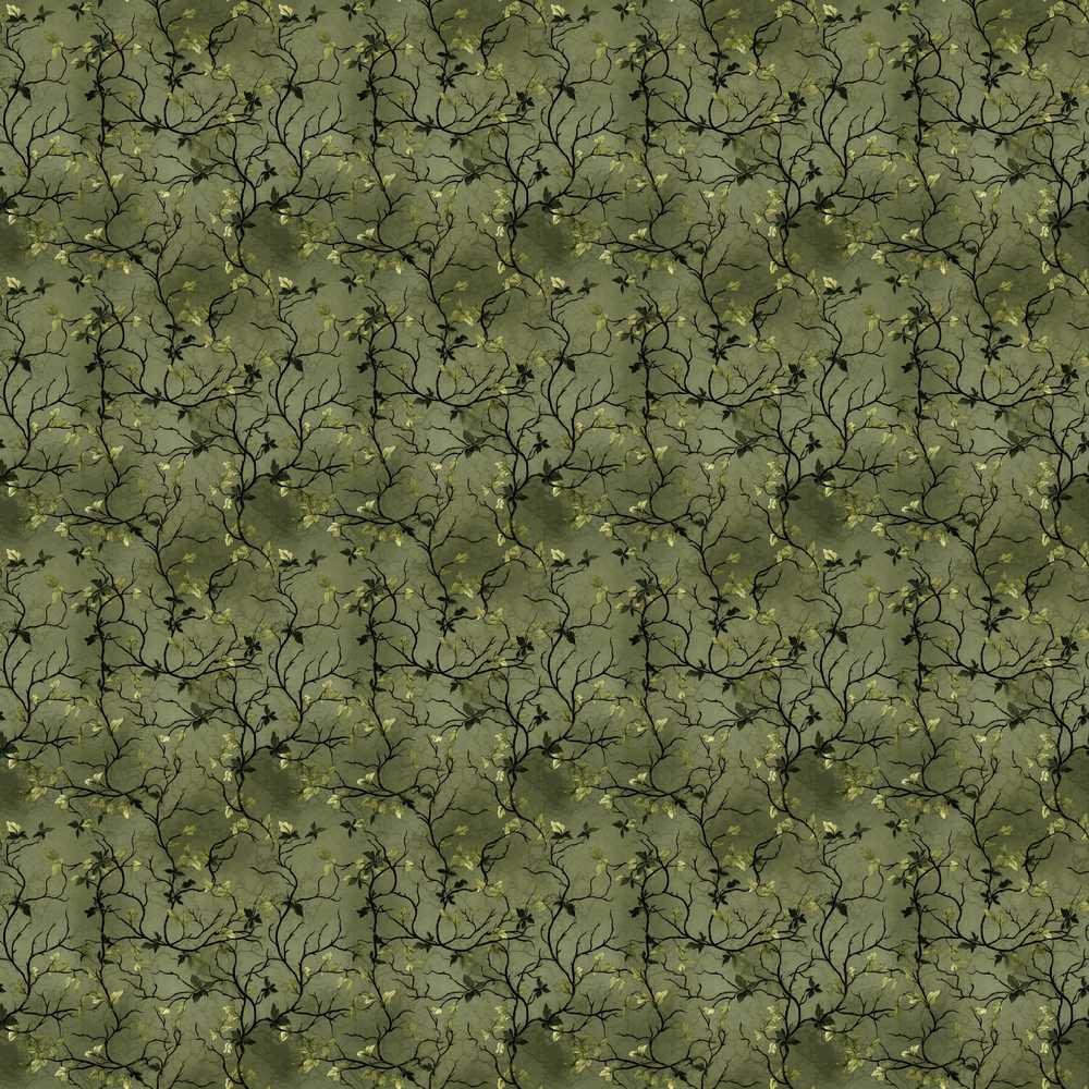 Dark Forest Vine Branch Botanical Wildflower Pattern