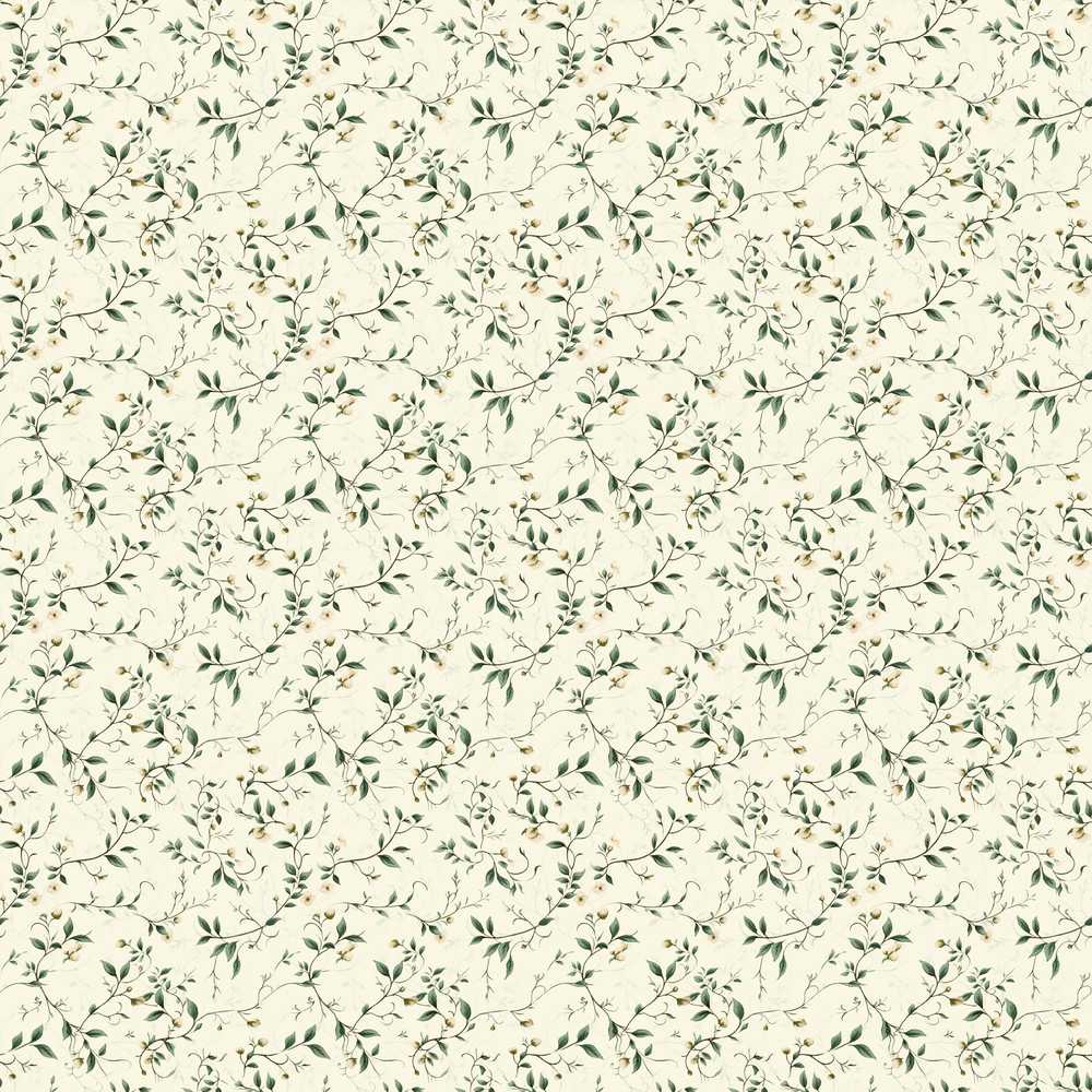 Delicate Green Leaf Vine Minimal Wildflower Pattern Botanical