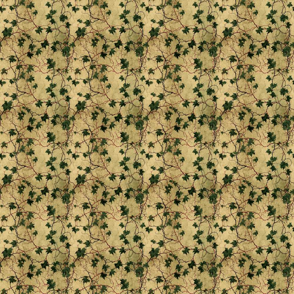 Vintage Maple Leaf Branch Beige Wildflower Pattern Botanical