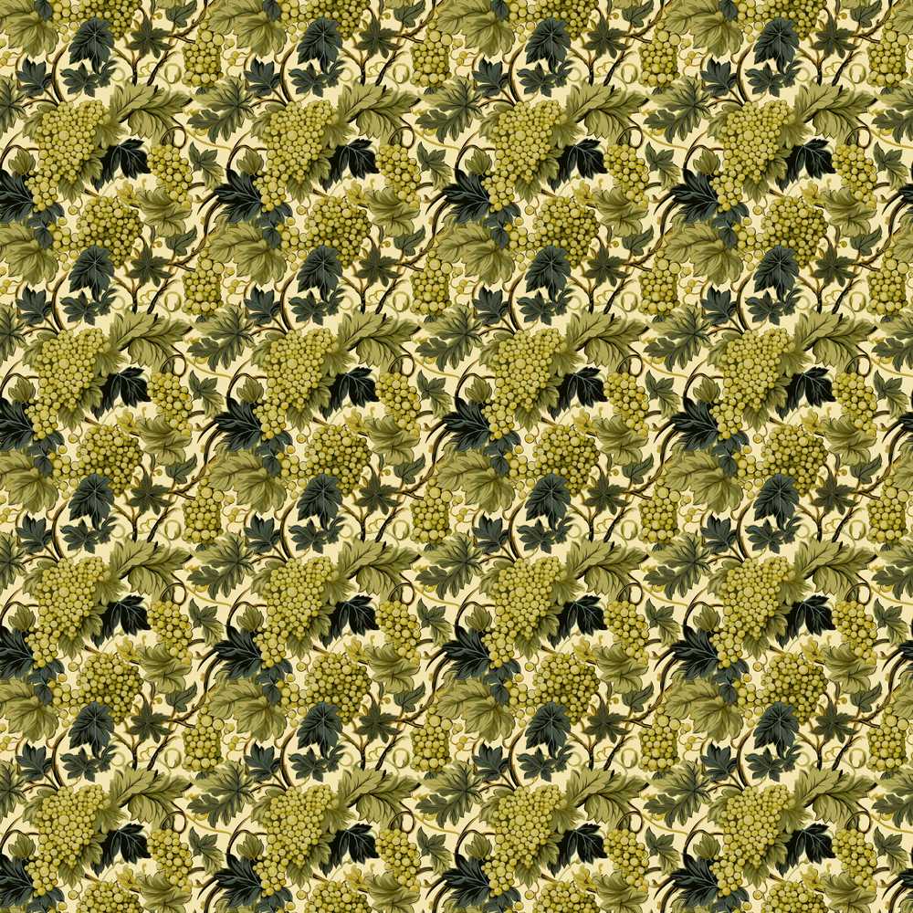 Vintage Green Grape Vine Leaves Wildflower Pattern Botanical
