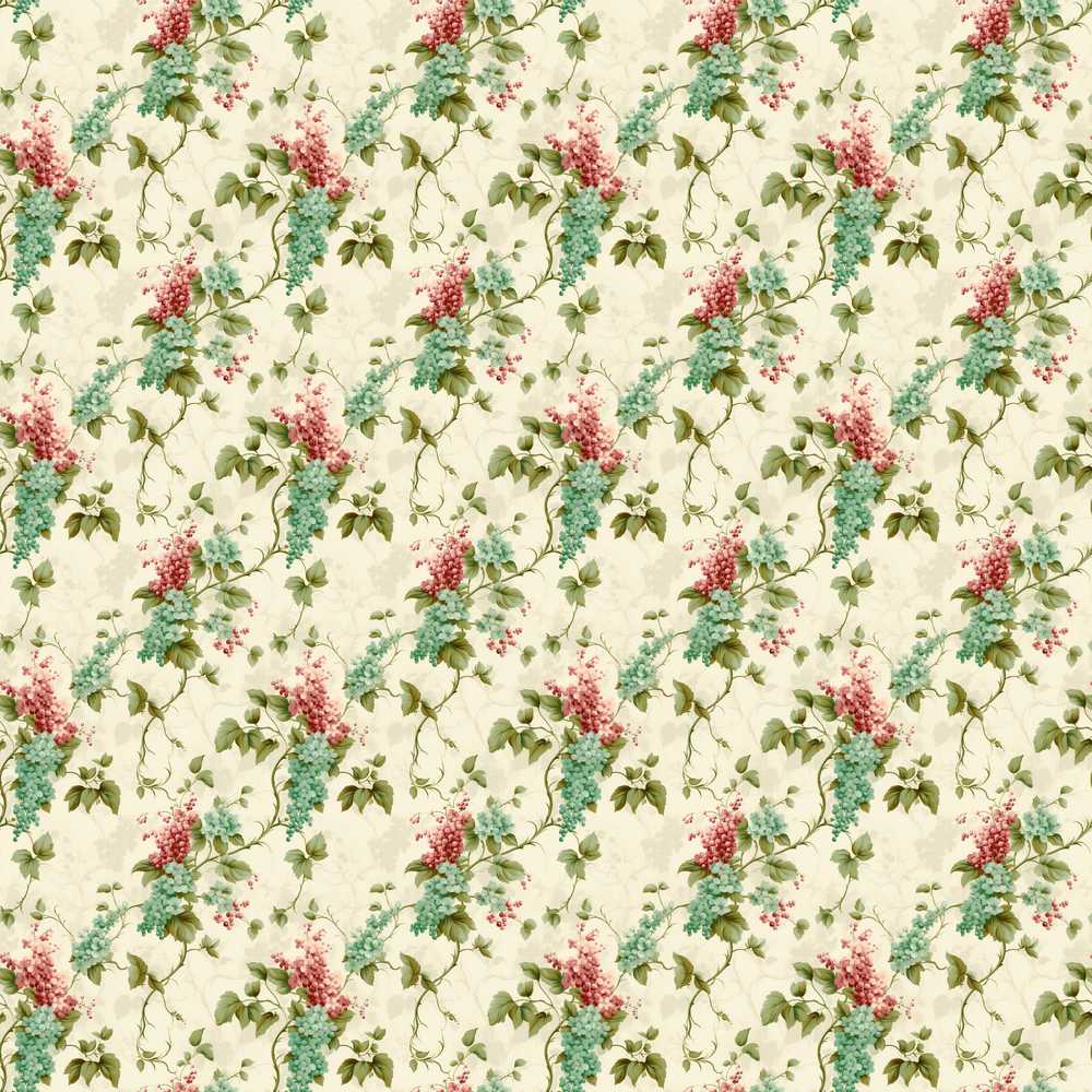 Pastel Floral Berry Vine Elegant Wildflower Pattern Botanical