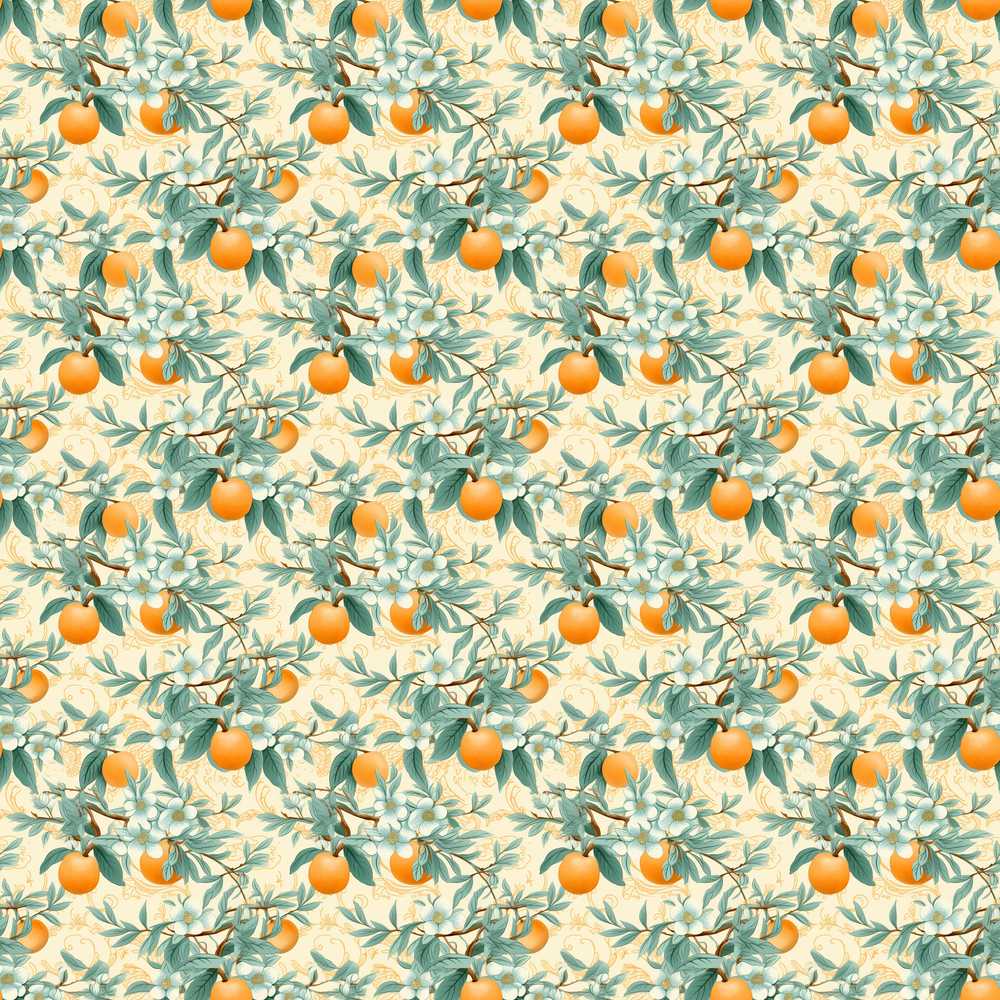 Elegant Citrus Orange Floral Leaves Wildflower Pattern Botanical