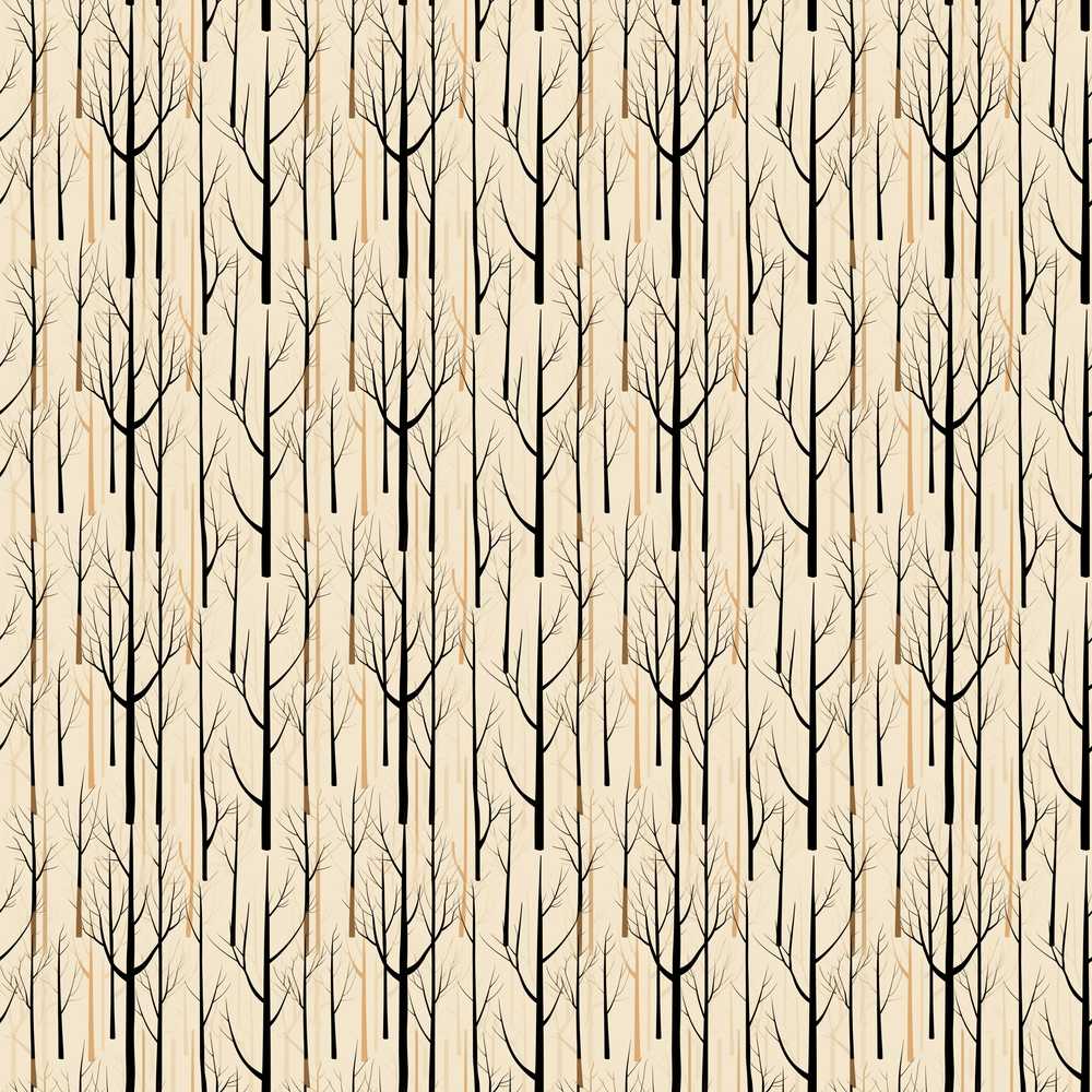 Bare Forest Tree Silhouettes Minimal Decorative Repeat Pattern