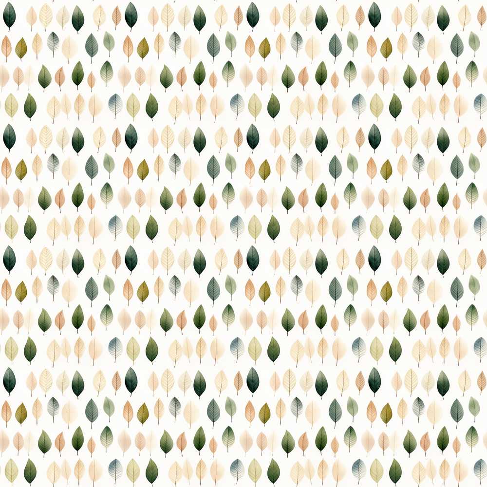 Scattered Neutral Tone Leaves Elegant Wildflower Pattern Botanical