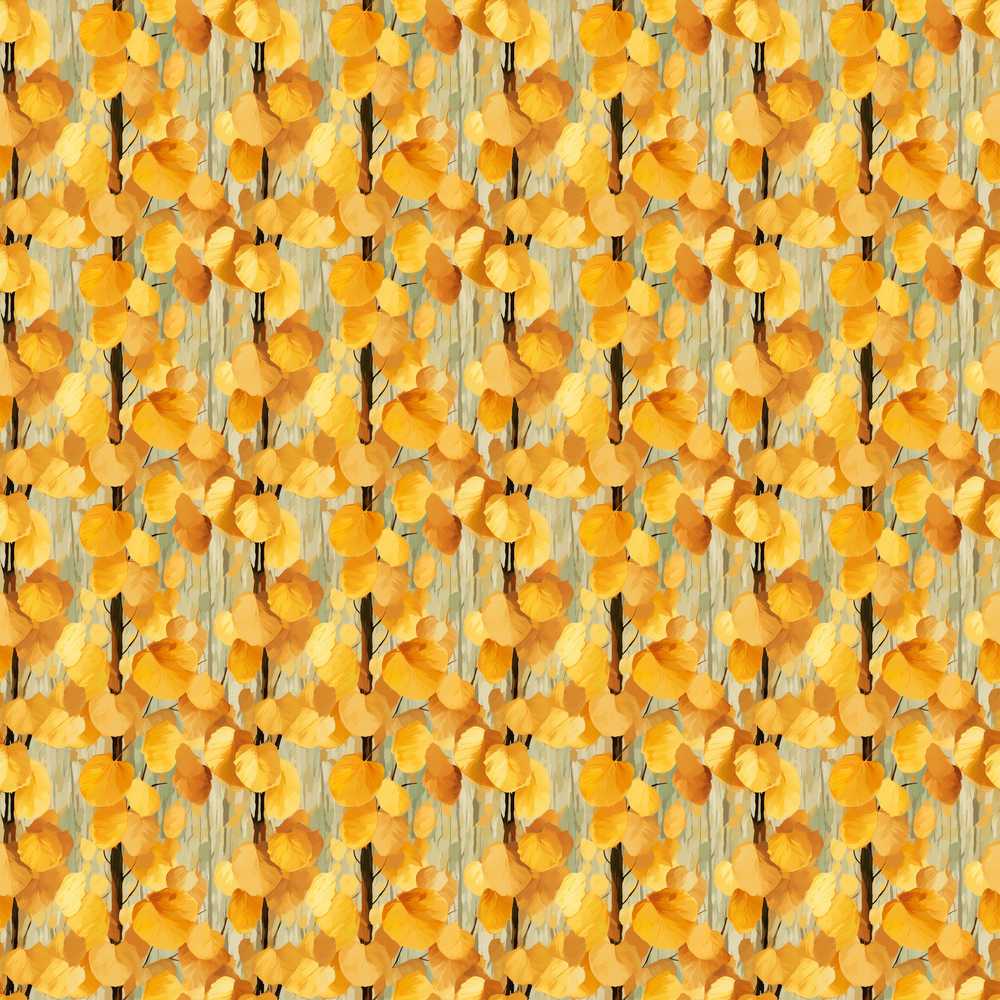 Golden Yellow Autumn Leaves Dense Wildflower Pattern Botanical