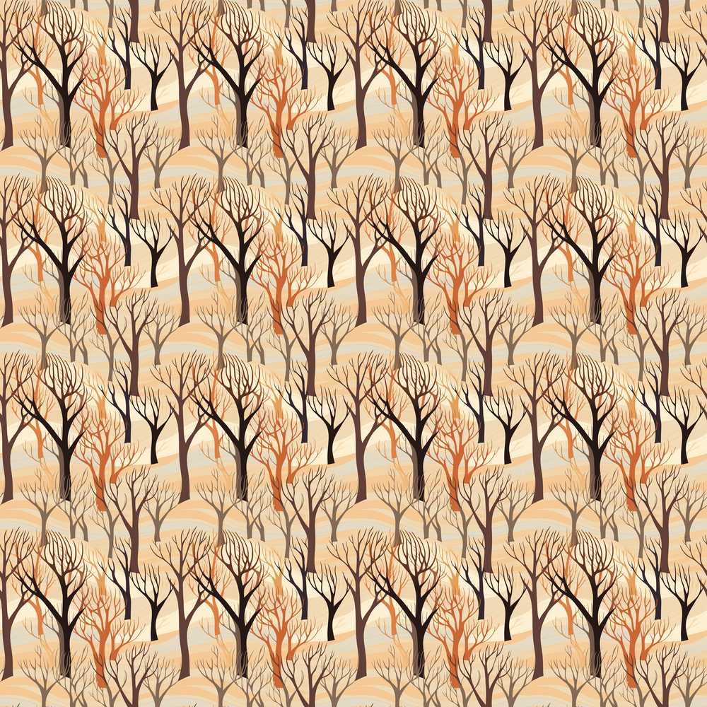 Abstract Forest Trees in Warm Earth Tones Cosmic