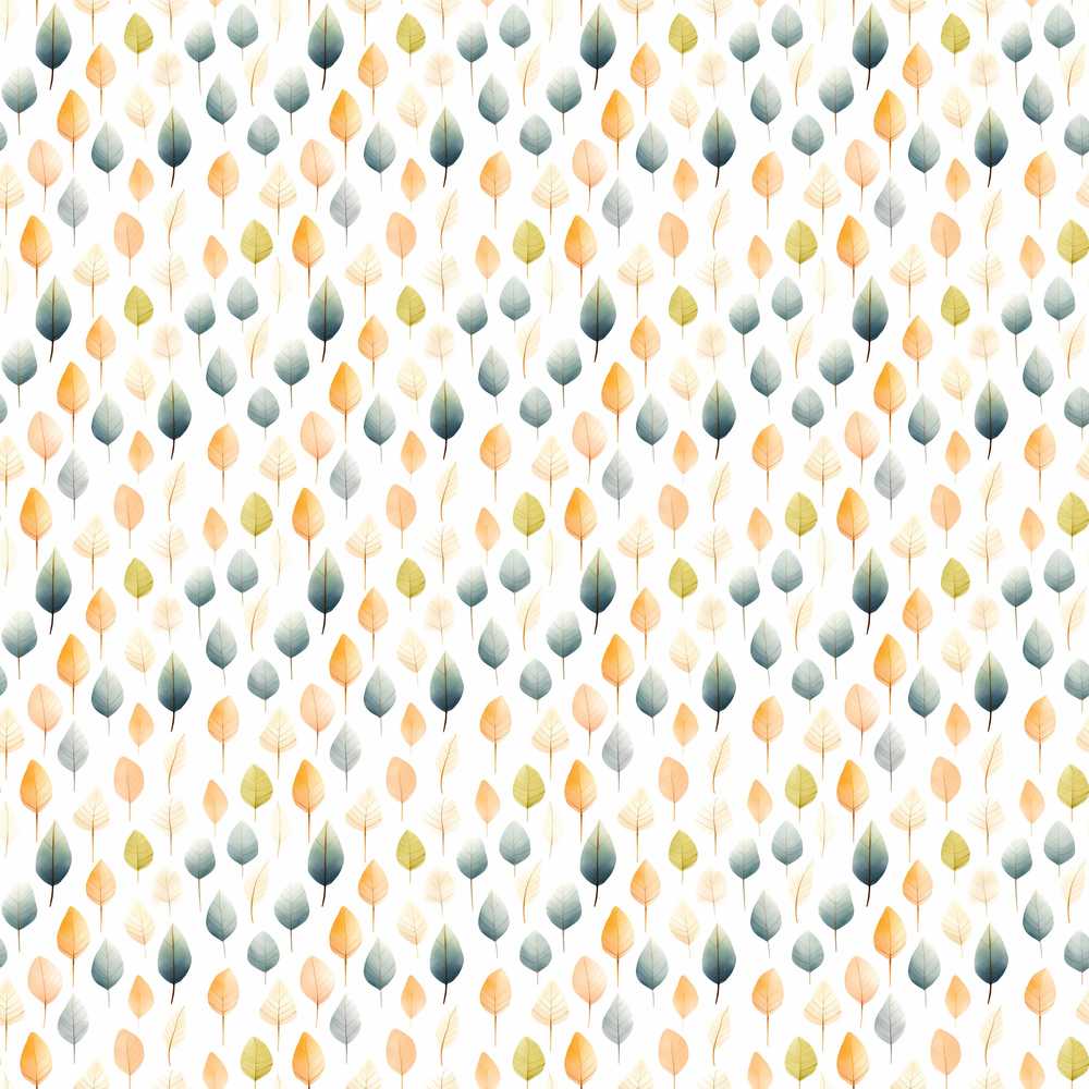 Soft Pastel Autumn Leaves Scattered Wildflower Pattern Botanical