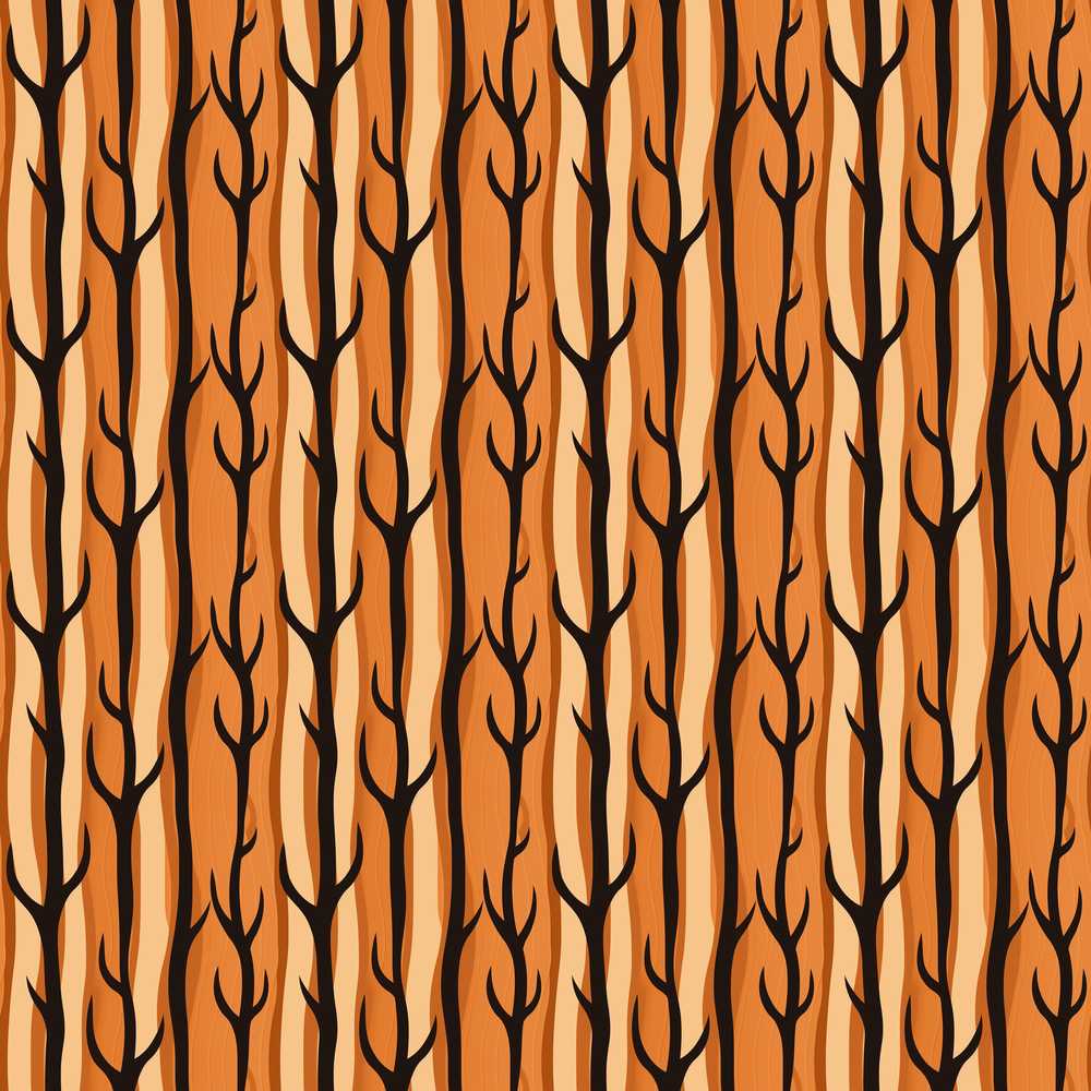 Bold Orange Tree Trunks Minimal Forest Decorative Repeat