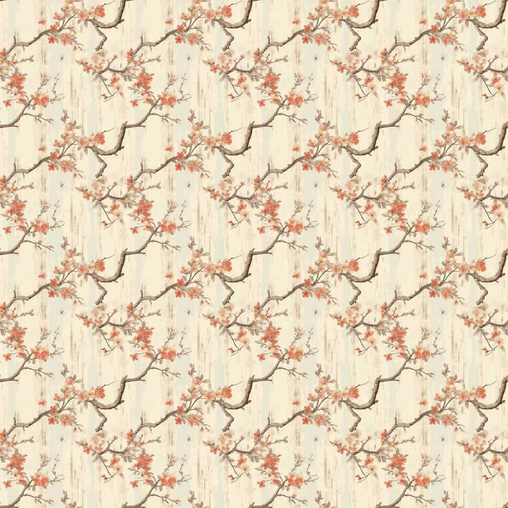 Delicate Cherry Blossom Branches Vintage Style Wildflower Pattern Botanical