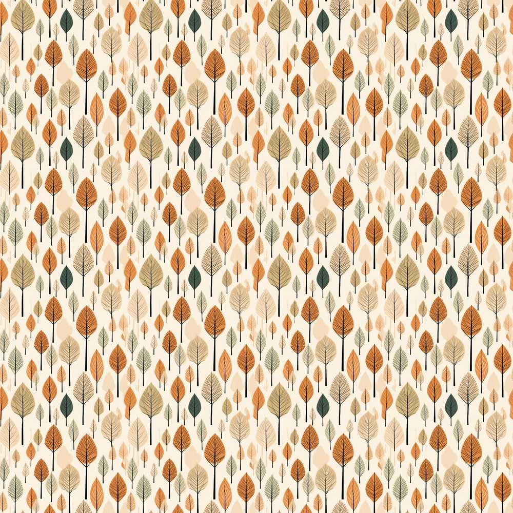 Autumn Leaves Minimal Scandi Style Wildflower Pattern Botanical