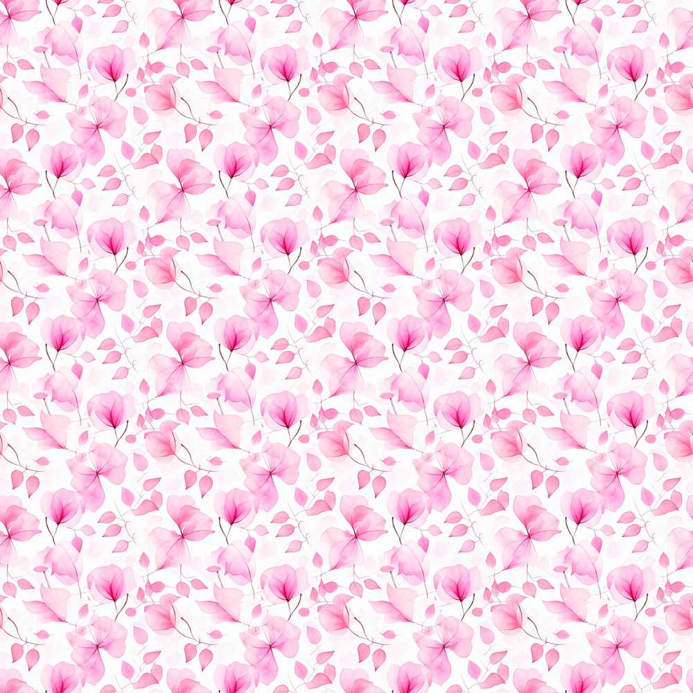 Soft Watercolor Pink Leaves Elegant Wildflower Pattern Botanical