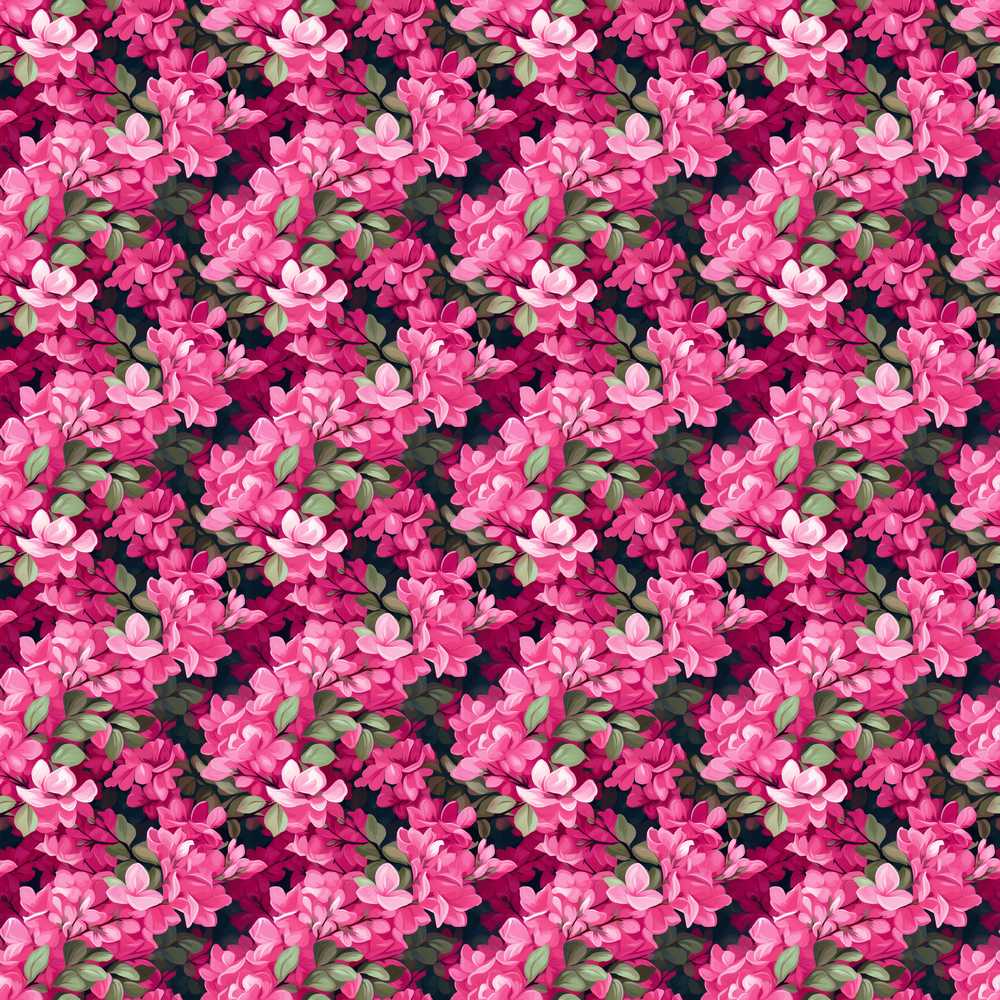 Dark Background Pink Blossoms Lush Floral Wildflower Pattern Botanical